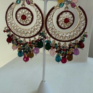Elegant Multicolor Chandbali Earrings